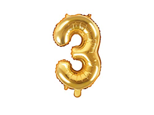 Palloncino Mylar A Forma Di Numero 3 Tre Oro 35 Cm Compleanno Adulto Bambino Capodanno