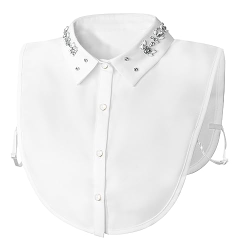 Joyci Elegante Pearl Peter Pan Finto Collare staccabile Camicia Dickey Falso Collare - - Taglia Unica
