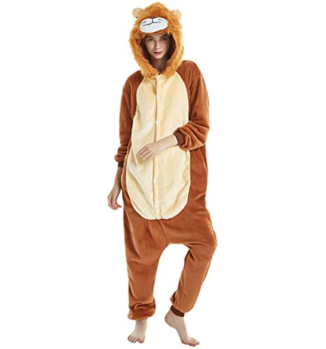 Mono unisex de felpa con estampado de león, mono con estampado de león, disfraz para niños, fiesta de animales, León, 9-10 Años Cover