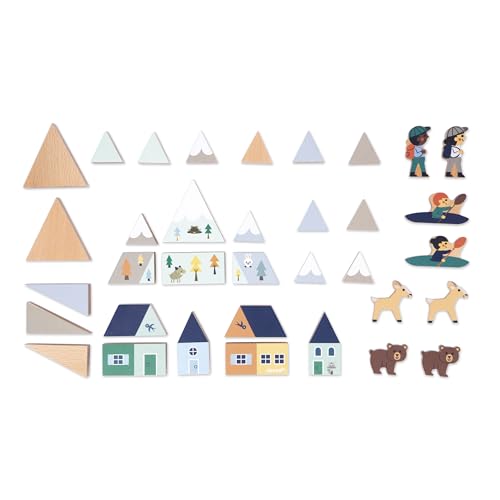 SET DE 35 CUBES EN BOIS VALLEE CROSS ROADS Juratoys Janod - vue 5