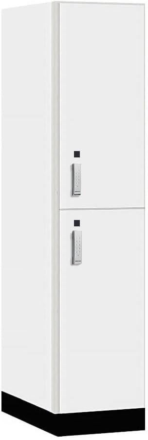 Salsbury 18" Wide Premier Wood Locker-Double Tier-1 Wide-6 Feet High-24 Deep-Arctic White-Silver Electronic Locks