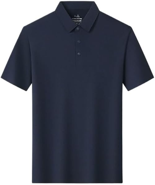 JSEIAJB Comfortable Cooling Fabric Shirt Men's Business Casual Collarless Short Sleeved
