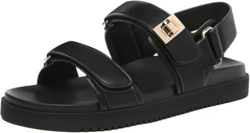 Women's Flat Sandals Comfortable Adjustable Double Strap Slip-On Sandals