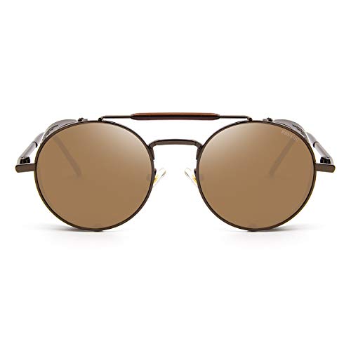 Image of RONSOU Steampunk Style Round Vintage Polarized Sunglasses Retro Eyewear UV400 Protection Matel Frame