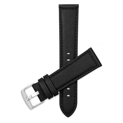 Image of Bandini Mens XL Extra Long Leather Watch Band or Regular Strap, Classic or Buffalo Pattern - 4 Colors, With or Without Stitch - 18mm 20mm 22mm 24mm 26mm 28mm 30mm Leather Watch Band for Men