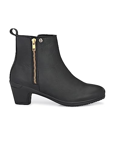 Image of EL PASO Women's Black Faux Leather Rugged Casual Boot-5