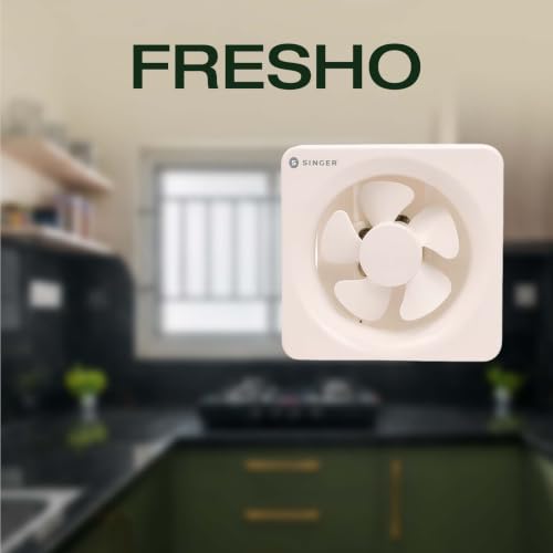Image of SINGER Fresho N 200mm Energy Efficient Exhaust fan for Kitchen, Bathroom | Turbo Spin 1300 RPM, High Suction With Low Noise | High Speed, Powerful Motor, 100% Copper, 2 Yrs Warranty【White】