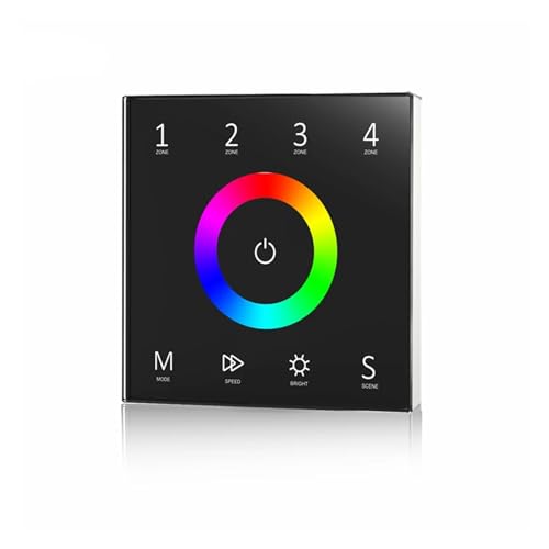 Controlador DMX512 de pared táctil RGB RGBW de 4 zonas y 2,4 GHz panel negro T13