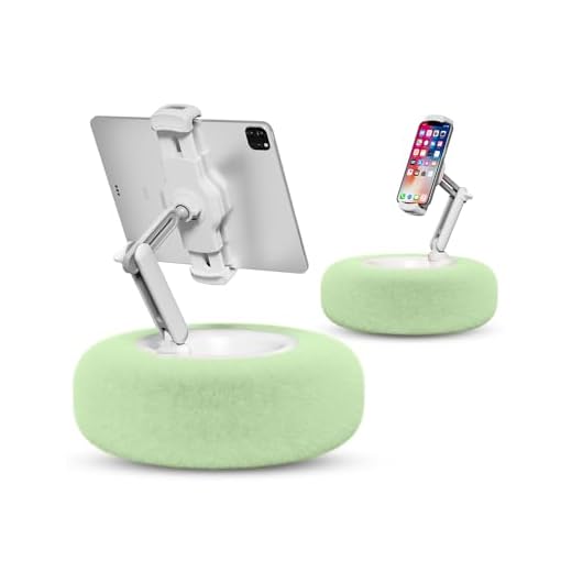 Viozon Tablet Stand Pillow, Compatible with 4.7"-13" Phone/Tablet, iPad, iPhone, Samsung, Google, Kindle, 360°Adjustable Phone Holder for Bed with Soft Plush Fabric, and Detachable Bowl, Green
