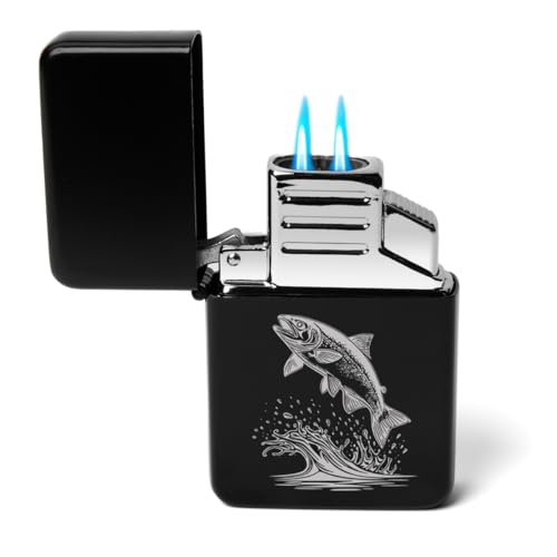 Encendedor de llama doble con diseño de pez saltarín miniatura 1