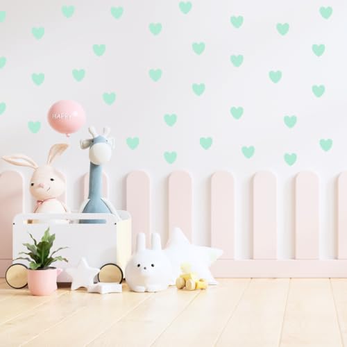 Image of Pastel Color Heart Sticker for Scrapbook or for Wall Decoration, Nursery Decor, Home Decor (Green)