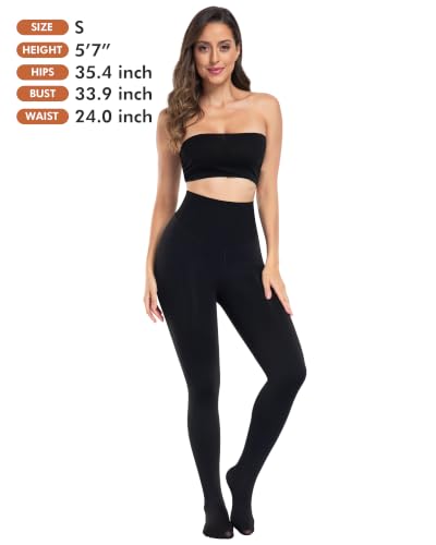 Image of CHRLEISURE Women's Fleece Lined Tights - Fake Sheer Warm Pantyhose Thick Winter Leggings