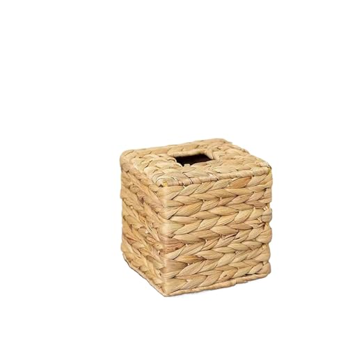 Boîte à mouchoirs en jacinthe d'eau tressée pour table basse rustique