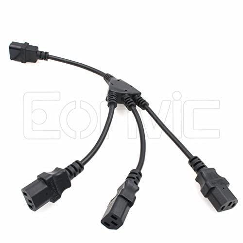 Eonvic Iec 320 C14 Male To 3 X C13 Female Y Splitter Power Cable 1Ft #TOP1