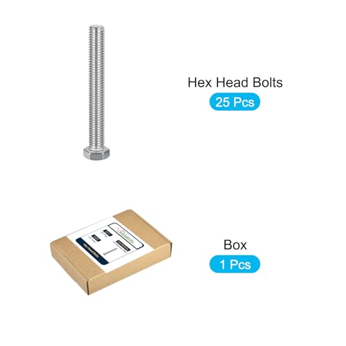 Image of METALLIXITY Hex Head Bolts (1 /2-13 x 4) 25Pcs, 304 Stainless Steel 18-8, Fully Threaded, External Hex Drive, Plain Finish, Hex Head Screw Bolt, Silver