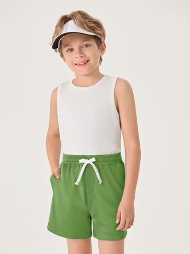 Haloumoning Boys Athletic Shorts Kids High Waisted Basketball Gym Shorts with Pockets 5-14 Years2