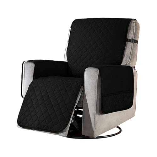 AYYDS Sesselschoner für Fernsehsessel, Wasserdicht Sesselauflage mit Taschen, 1 Sitzer Schutzbezug für Relaxsessel, Waschbar Anti-Rutsch Liegesofa Sesselbezug Sesselüberwurf (Schwarz, L)