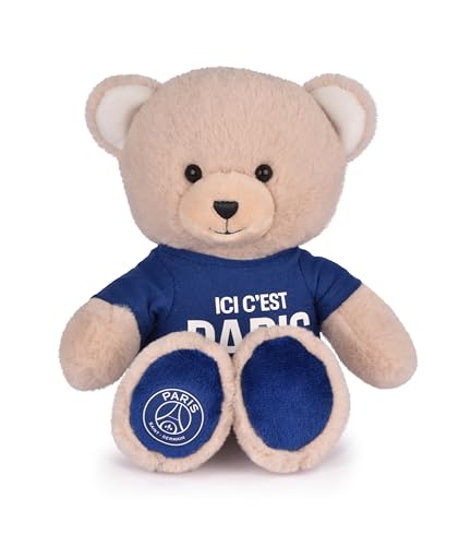 PSG - Peluche Ours Mascotte 23 cm - Licence Officielle Paris Saint-Germain - Maillot Amovible Ici C'est Paris - Peluche Ultra Douce - Souvenir PSG - Cadeau...