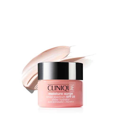 Clinique Moisture Surge Broad Spectrum SPF 28 Sheer Hydrator Face Moisturizer With Hyaluronic Acid, Aloe Bioferment + Provitamin D | Hydrating + Protecting, 1.7 Ounce