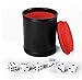 Felt Lined Dice Cup PU Leather Set, Quiet Shaker for Dice Board Family Games Yahtzee Farkle, Set of Six 16mm Rolling Dice Include