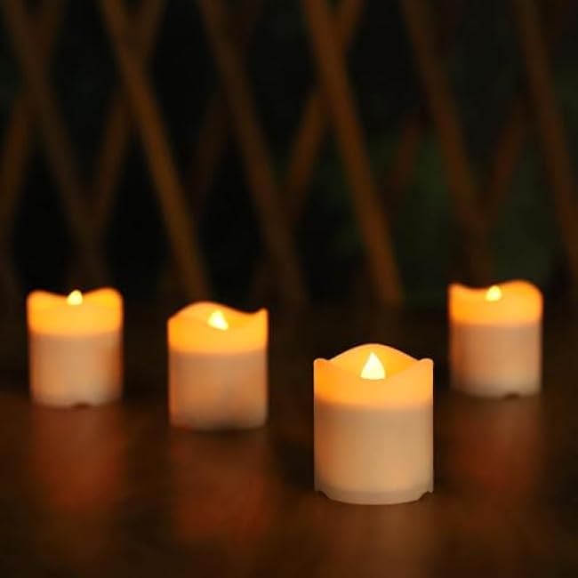Solar Candles 4pcs Solar Tea Lights Warm Amber