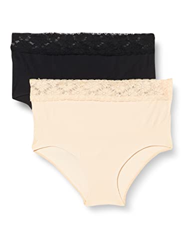 Mamalicious NOS MLHEAL ORG.COT HW Lace Panties 2PACK A. Braguita, Black/Pack:Mellow Buff, M/L De Las Mujeres Cover
