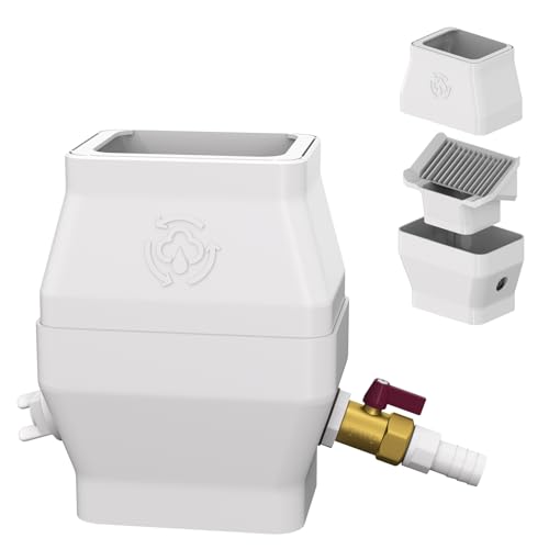 Rain Barrel Diverter Kit for 2'x3' or 3'x4' Gutter Downspouts, Rainwater Collection System with Filter and Brass Spigot – Rain Catcher Kit, Hose Not Included