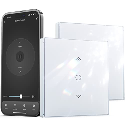 Interrupteur Volet Roulant Connecté, MISE À NIVEAU Etersky Bonton Volet Roulant Alexa En Pourcentage, Interrupteur Volet Roulant Wifi, Contrôle à Distance, Fil Neutre Requis, Lot de 2