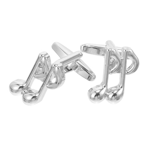 DEARMAMY 1 Par gemelos de musica gorras Billetera titular brazalete tapa ojal botón de la manga de la camisa gemelos de traje Ropa y Accesorios botones de camisas masculinas aleación Silver