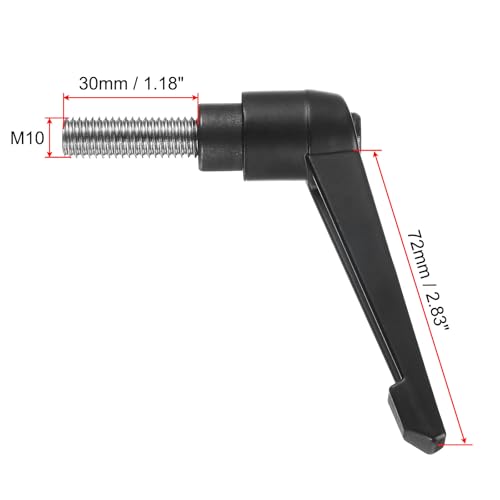 Image of uxcell Adjustable Clamping Lever Handle M10 x 30mm Metric 304 Stainless Steel Male Threaded Stud Hand Knobs Push Button Ratchet Rotating Screw Handles Bolts with Locking Lever Black