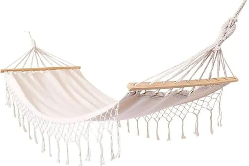 ZOLTA Hängematte 200x100cm - Indoor- und Outdoor - Hängeschaukel - Gartenzubehör - Camping Zubehör - Hängender Schaukelstuhl - Häng Hängematte - Hammock für Kinder und Erwachsene - Beige