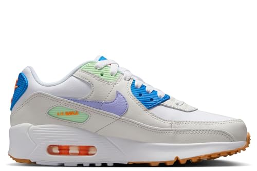 Nike Air Max 90 LTR Big Kids’ Shoes (CD6864-128, White/Phantom/Photo Blue/Purple Pulse) Size 6.52