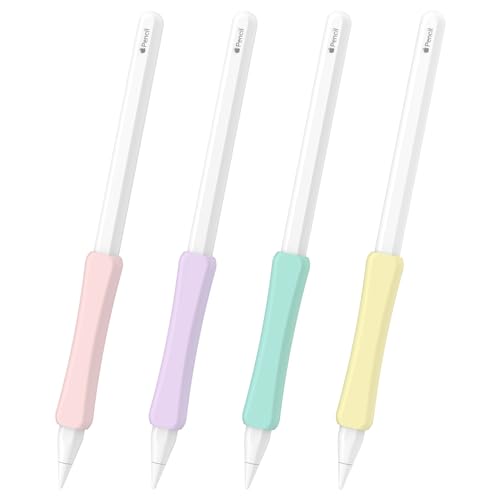Image of 4 Pack Silicone Grip Compatible with Apple Pencil 2nd Generation, Apple Pencil USB-C & Apple Pencil Pro Ergonomic iPencil Grip (Purple /Pink /Yellow /Green)