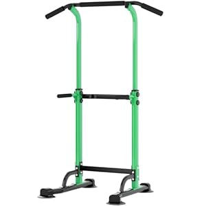 soges Power Tower Pull Up Bar Station, Free Standing Pull Up Rack Dip Station for Home Gym, Height Adjustable Home Strength Training Fitness Workout Equipment