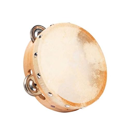 FUZEAU - 593 - Pandereta de piel natural - ø15 cm - 8 platillos - Flejado de madera - Ligero y fácil de manejar - Instrumento musical auténtico - Ideal para Aprendizaje Rítmico - A partir de 3 años