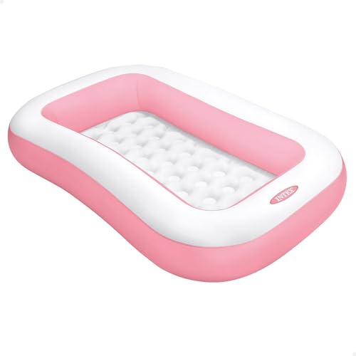 Intex 58423 Piscina Hinchable, Rectangular, Rosa, para Niños y Niñas, Medidas 166x100x25 cm, Incluye Parche de Reparación, Capacidad de 90 litros
