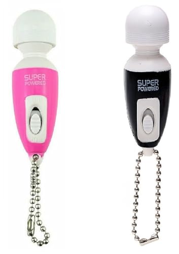 Gajoin Mini Portable Small Keychain Vibrating Massage Body Tool Heads Massager Pocket Toy for Women Neck Shoulder Face Back Muscles Pink and Black Color