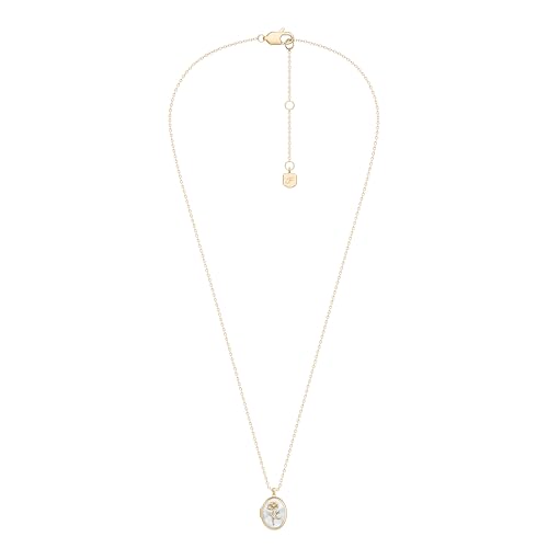 Image of Fossil Women's Gold-Tone Stainless Steel Pendant Chain Necklace for Women