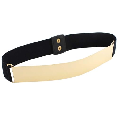 Teensery 2 Pcs Mirror Waist Belt Metal Stretch Waistband Elastic Decorative Dress Belt for Women (Gold, Silver)4