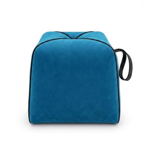 Image of CASASTYLE Signature Velure Suri Accent Pouf | Boston Fabric | 40D High-Density Foam | (Ocean Blue) | Footrest, Vanity Ottoman & Accent Seat for Home, Office, & Hotel