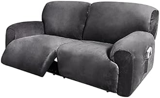 ULTICOR Extra Wide 75" - 100", Reclining 2 Seater Sofa, Extra Wide Reclining Love Seat Slipcover, 6-Piece Velvet Stretch, Reclining Sofa Covers, Thick, Soft, Washable (Dark Grey)