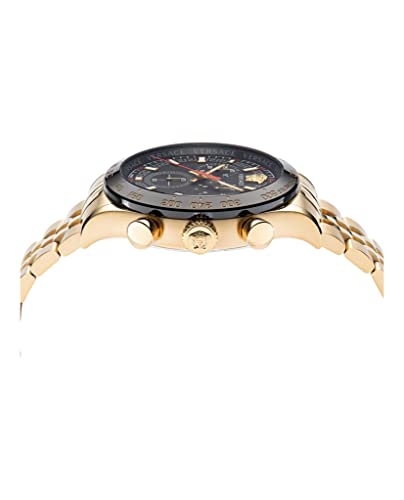Versace Hellenyium Chrono Collection Luxury Mens Watch Timepieces with a Gold Bracelet Featuring a IP Yellow Gold Case and a Black Dial2