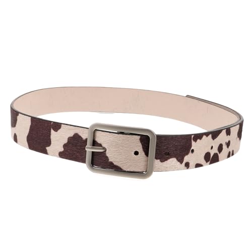 VALICLUD Cow Print Belt for Women Adjustable PU Western Style Jeans Belt Fashionable Faux Horsehair Design for Casual Wear