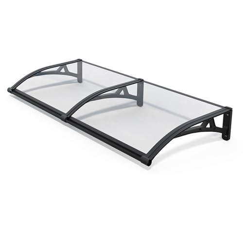 RDHMJSJAZ Curved Door Window Awning Canopy, Door Canopy Outdoor, Front Window Awning, Door Canopy Waterproof, UV, Snow Protection, Rain Shelter for Back, Porch, Patio, Roof, Garden(100x120cm)