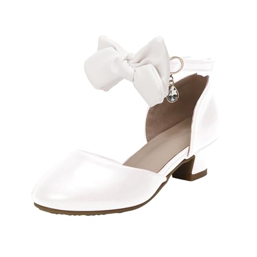 IWIHMIV Toddler Girl Closed Toe Sandals Summer High Heels Dress Shoes Adjustable Ankle Strap Bow Sandals