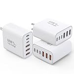 3 Pack 65W GaN Type C Wall Charger Block,6-Port Fast Charging Block,PD USB C Plug Adapter+QC Plug Compatible with Apple iPhone 17/17 Air/16E/16Pro Max/16Plus/16/15/14/13/12/11/XS Max,iPad Pro,AirPods