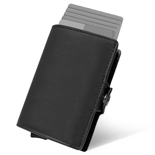 AQIANGHUI Carteras para Hombre,Cartera Tarjetero Hombre, Billetera Negra,Billetera ultradelgada,Billetera Ligera para Hombres y Mujeres,Billetera con Bolsillo de Moneda