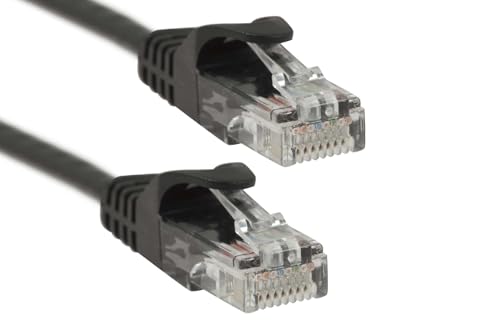 Cable Ethernet Cat6 10 ft Negro con Conectores RJ45 miniatura 1