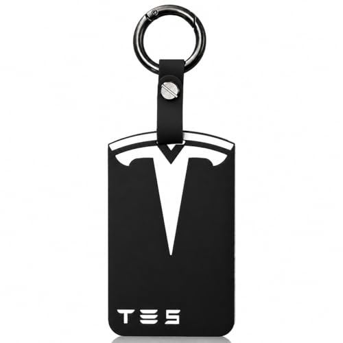 FyndAna Silicone Key Card Holder Case Compatible with Tesla Key Protector Cover for Tesla Model Y/3/S/X Cybertruck Accessories Including Key Chain Secure Fit 1 PCS(Black)