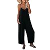 Dokotoo Women's Loose Sleeveless Jumpsuits Adjustable Spaghetti Strap Stretchy Long Pant Romper Jumpsuit with Pockets